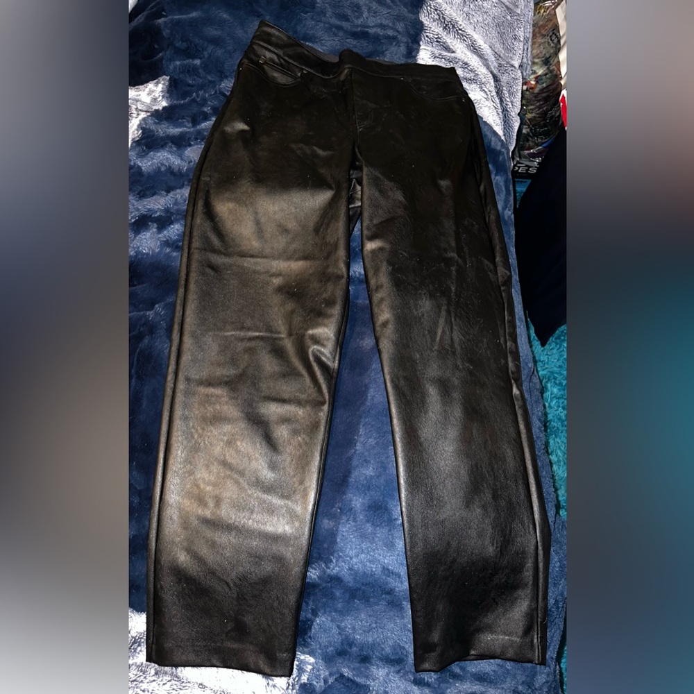Spanx faux leather pull on pants with tummy control panel XL